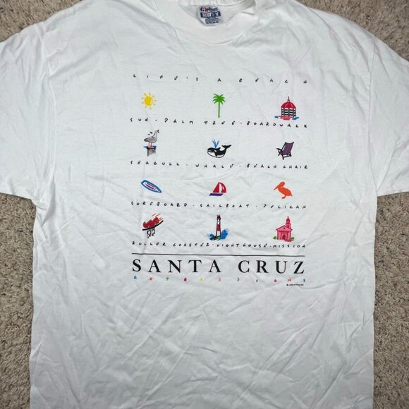 VTG Hanes Santa Cruz Expressions T-Shirt Luke A Tuke Beach Men's Size XL 1991 - Picture 1 of 8